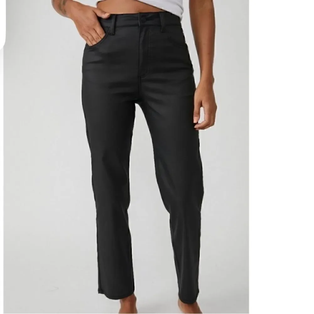 Free People Pacifica coated straight leg jeans in black - Picture 7 of 16